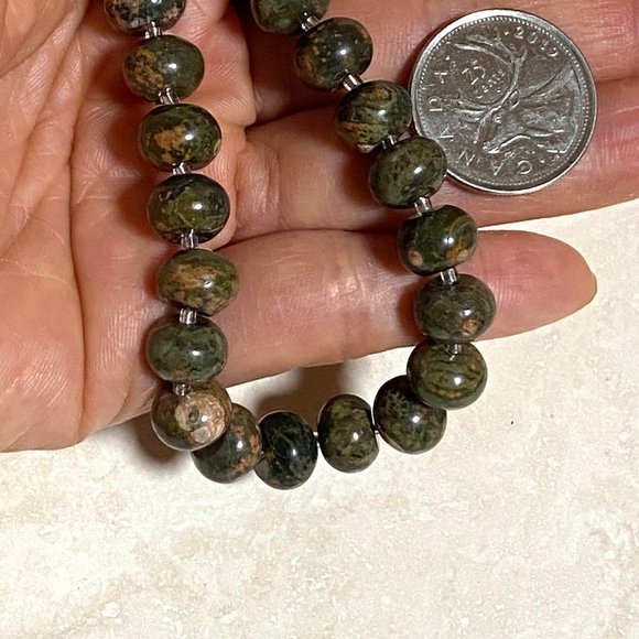 Unakite Stone Beaded Necklace, Genuine Gemstone Stackable Layering Necklace - Picture 8 of 8